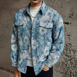Jacquard Turn-Down Collar Jacket Vintage Men’s Trendy Casual Blazer