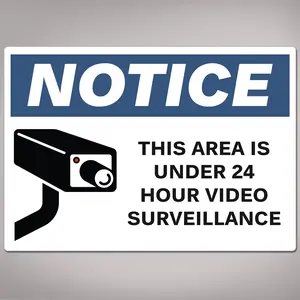 Avery 24 Hour Video Surveillance Notice Labels, Waterproof, UV Resistant, Preprinted, 3.5" X 5", 8 Labels