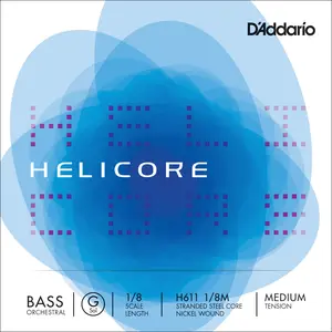 D'Addario Helicore Orchestral Bass Single G String, 1/8 Scale, Medium Tension
