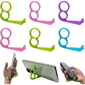 Finger Phone Holder, 2 Pcs Random Color Plastic 2 Holes Little Finger and Ring Finger Grip Strap Holder for Hand