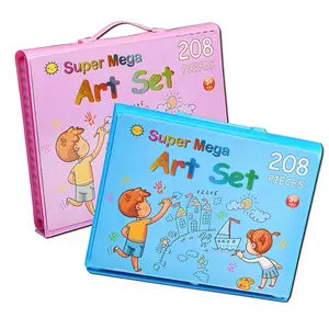 208PCS Kids Art Supplies Kit with Easel – Crayons, Markers, Colored Pencils & Watercolor Pens | Super Large Drawing Set | Perfect Easter Gift