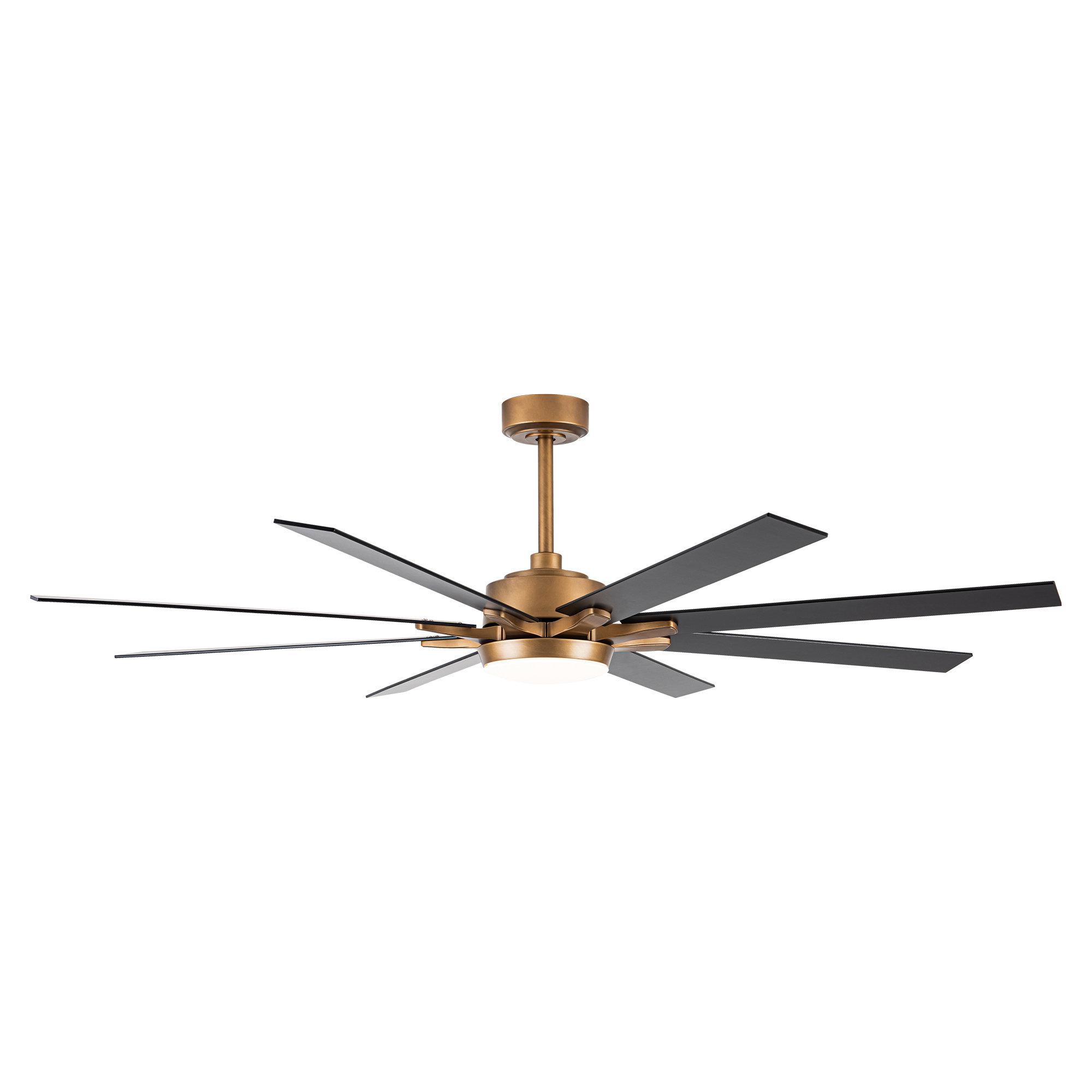 Parrot Uncle 65" Balachandran Modern Brushed Nickel DC Motor old Ceiling Fan with Dimmable LED Lighting & Remote Control - Downrod Mount, Quiet Reversible Airflow, Energy Efficient for Living Room/Bedroom/Porch
