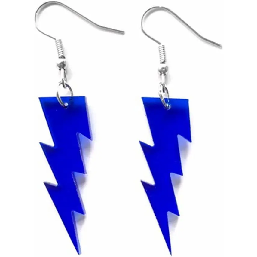 80s Neon Earrings Hollow Lightning Bolt Earrings Halloween Punk Retro Dangle Drop Earrings for Women 80s Theme Party Costume Accessories Halloween Jewelry