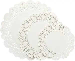 Juvale Paper Doilies - 150 Pack round Lace Doilies for Tables - Assorted Sizes 6.5"/8.5"/10.5", White - Disposable Paper round Placemats & Cake Liners for Desserts & Crafts