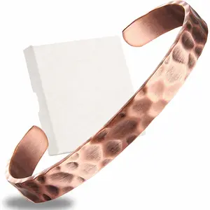 Pure Copper Bracelet – Copper Bracelet for Men & Women – 100% Solid, Raw & Uncoated Handmade Hammered Tibetan Cuff Bangle