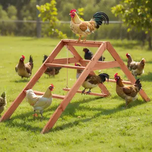 PawGiant Extra Large Chicken Roosting Bars, 69" Wooden Chicken Roosting Ladder with Swing, Chicken Perches Activity Play Set for Coop Accessories, Fun Roost Toys for Hens, Easy to Assemble & Clean