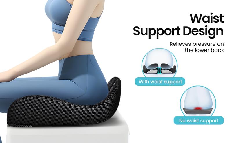 Benazcap Non-Slip Extra Large Ergonomic Memory Foam Seat Cushion for Office Gaming Chair & Car Pressure Sciatica Pain Relief X Large Size Gingham Design