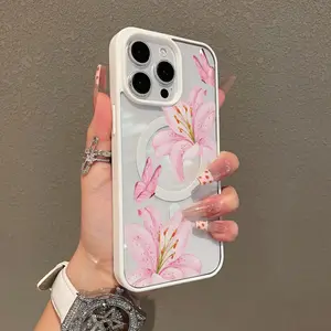Premium Magnetic Case for iPhone11/12/13/14/15/16/promax Flowers and butterflies y2k cased MagSafe Ready, Anti-Fall, and Ultra-Thin Design |     Perfect for Everyday Use