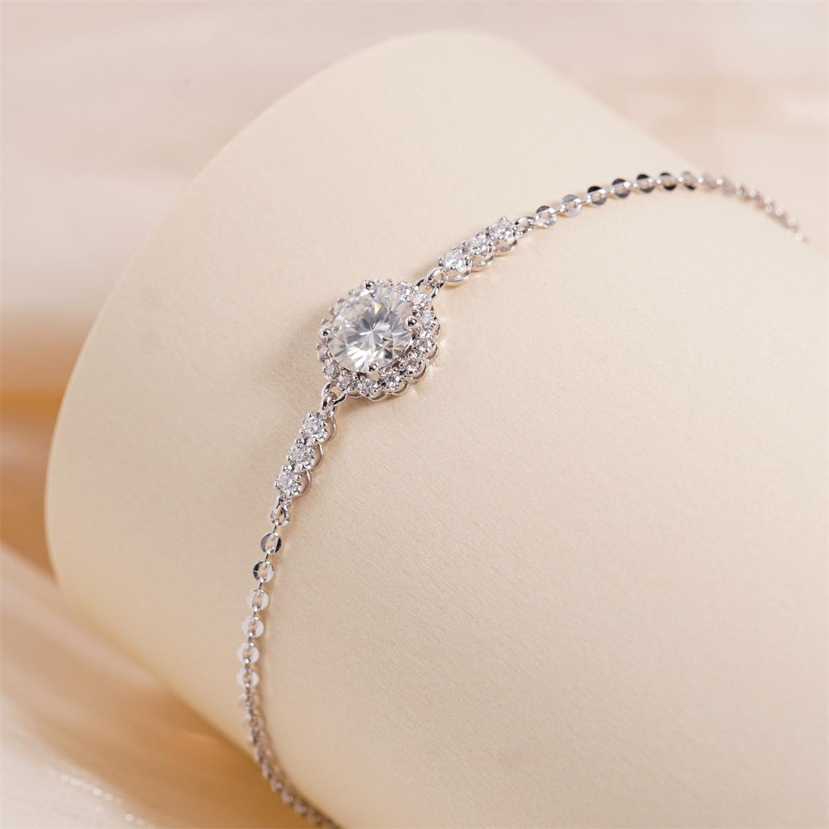 Moissanite Halo Flower Bracelet Perfect Birthday Engagement Wedding Anniversary Gift