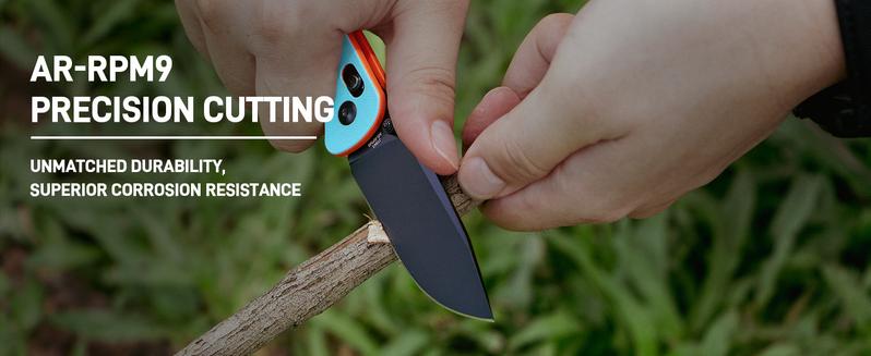 CJRB Shale Folding Pocket Knife, 3.15'' AR-RPM9 Steel Black PVD Blade Dual-tone G10 Handle Folding Knife with Clip, EDC Knife for Men Women, Sharp Camping Hiking Survival Knives