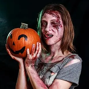 Halloween character makeup with a pumpkin