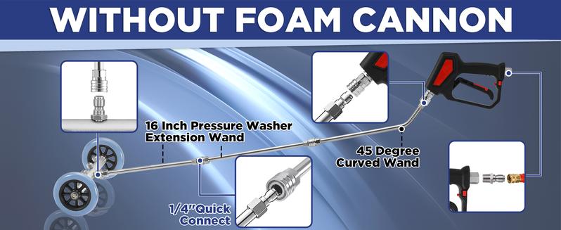 RIDGE WASHER Pressure Washer Undercarriage Cleaner, 16 Inch Undercarriage Washer with Foam Cannon, Under Car Cleaner with Straight Extension Wand, 4000 PSI, ChristmasGift