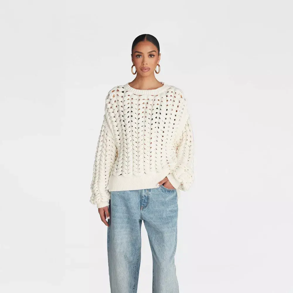 KBB by KAHLANA Women's Everyday Chunky Knit Crew Pullover Sweater - Bermuda Knitwear, Hip Design, Long Sleeve