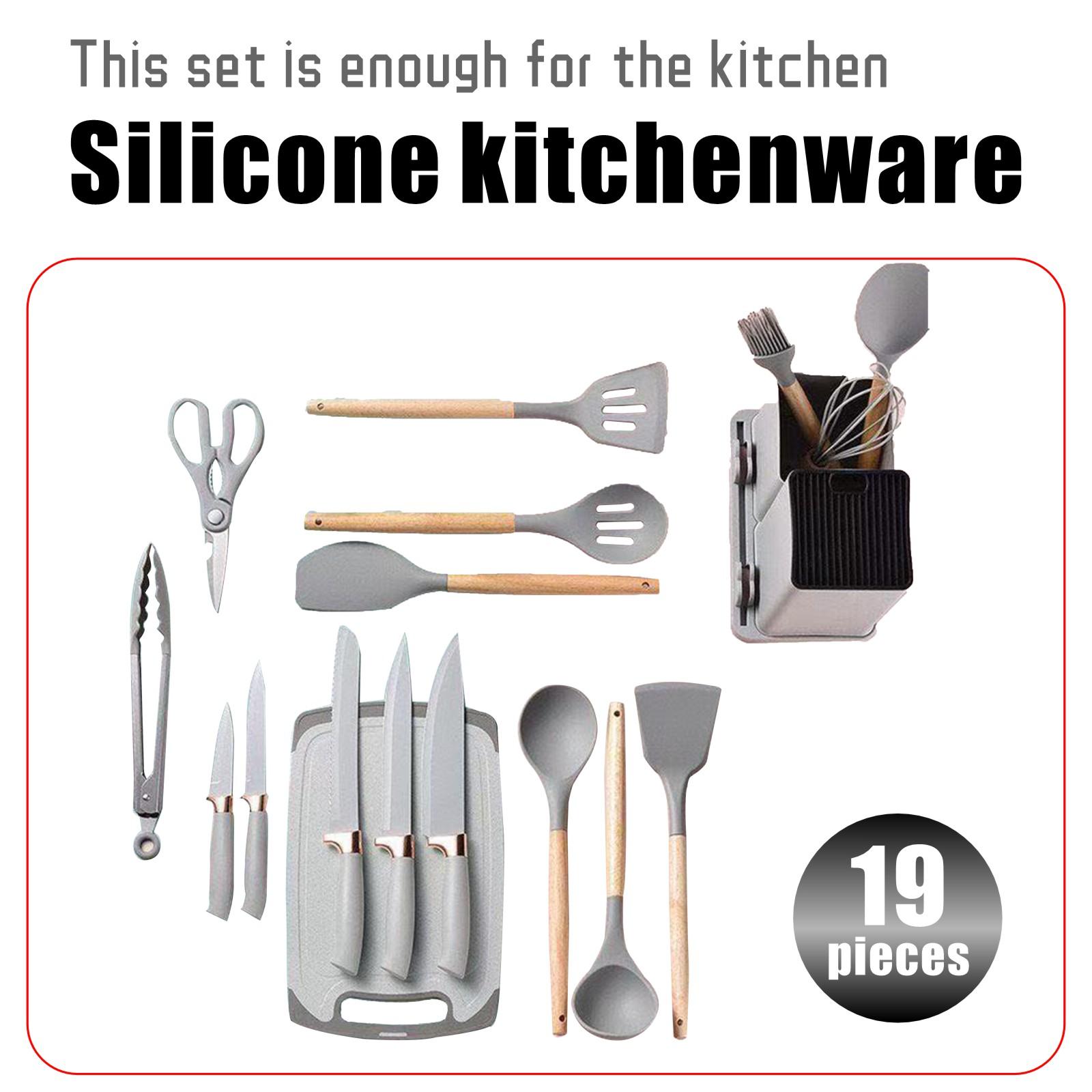 Knife Set, XBJ 19-piece Kitchen Knife Set, Chef's Choice, Sharp Knife Set, with Universal Knife Holder, Rust-Proof Kitchen Knife Set, Ergonomic Design (Black)