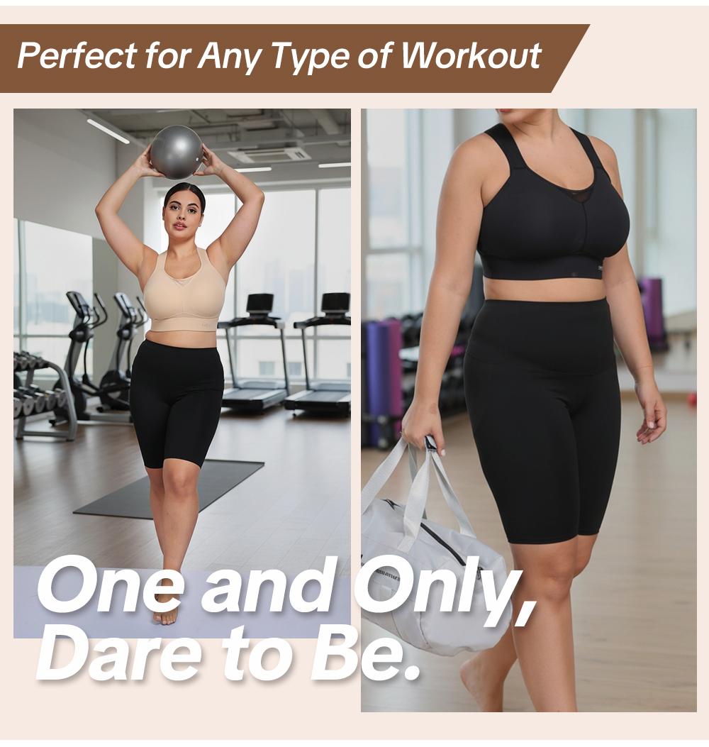 HSIA FlexCore Plus Size High Impact Wireless Fixed Molded Cups Full Coverage High Support Sports Bras for Women Racerback Workout Bra Breathable Advanced Moisture Wicking Fabric Mesh Back Bra Adjustable Padded Straps Gym Running Bra For Big Bust Women