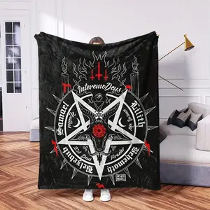 Sheep-head five-pointed star pattern Flannel printed blanket suitable for all seasons suitable for living office sofa and travel