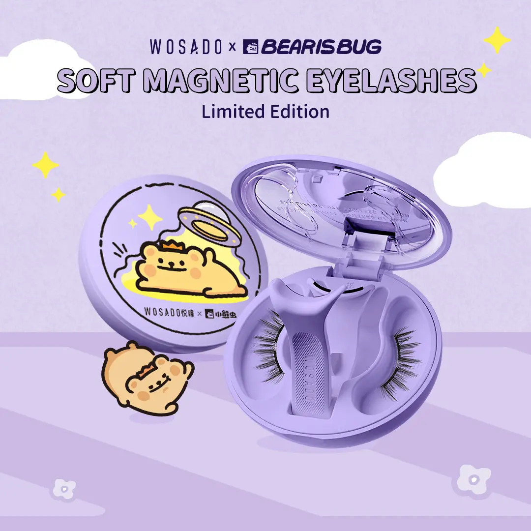 Wosado Soft Magnetic Eyelashes All-in-One Box, BearisBug Limited Edition Magnetic Eyelash Extensions, Waterproof, Reusable, Glue-Free, Eyeliner-Free Makeup Cosmetic,back to school