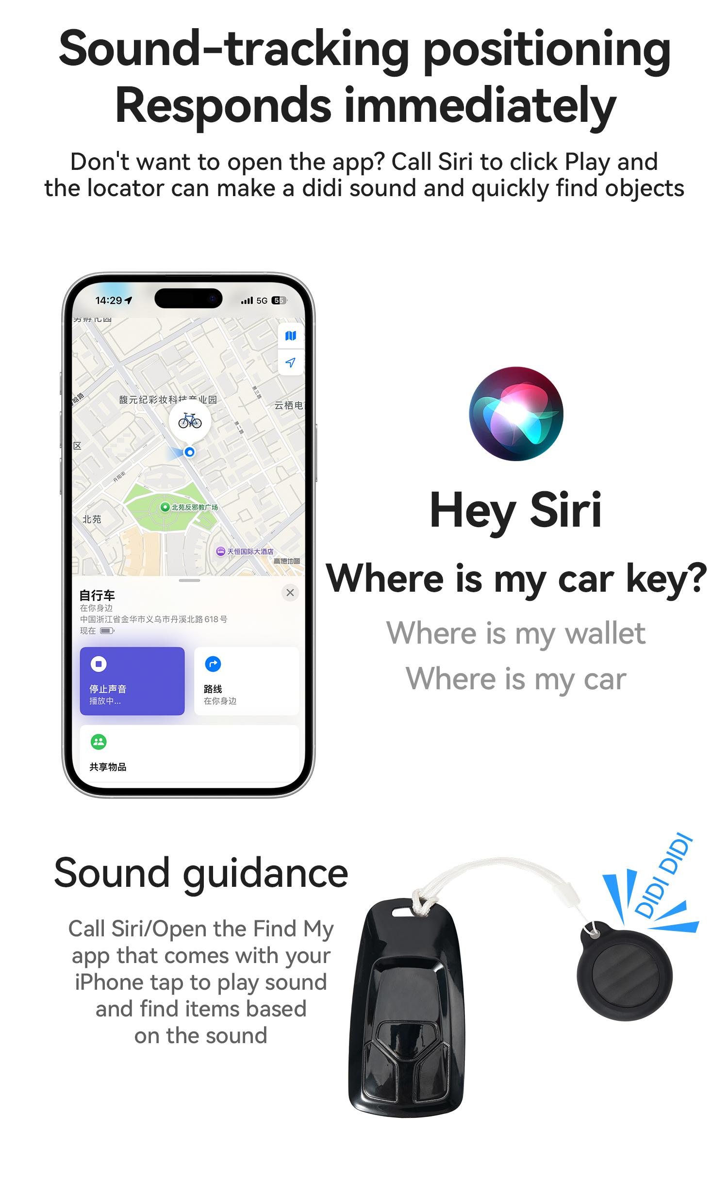 ROCKBROS Anti-lost Tag Compatible with Apple Offcial Chip (for iOS Only), Anti-lost Locator for Car Key Wallet Luggage Passport with Alarm& Left-Behind Remind Slim Bluetooth Tracker