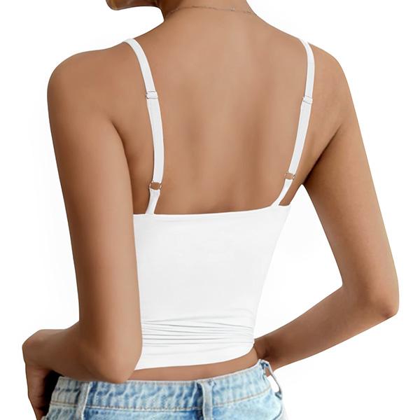 Womens Camisole with Shelf Bra Camis Undershirts Adjustable Spaghetti Strap Black