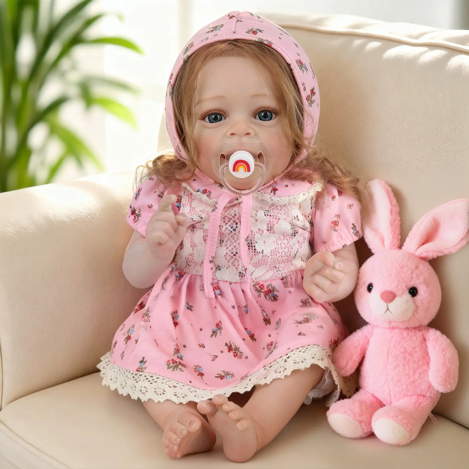 [WOOROY] 20-inch Reborn Baby Doll Girl, Black Friday Cyber Monday Deal, Lifelike Handmade Weighted Toddler with Golden Brown Hair, Movable Features, Real Baby Feeling, Birthday Gift Set with Accessories in Box, for Kids Age 3+, Accessories Set