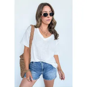 Retro Pop Relaxed V-Neck Short Sleeve Top