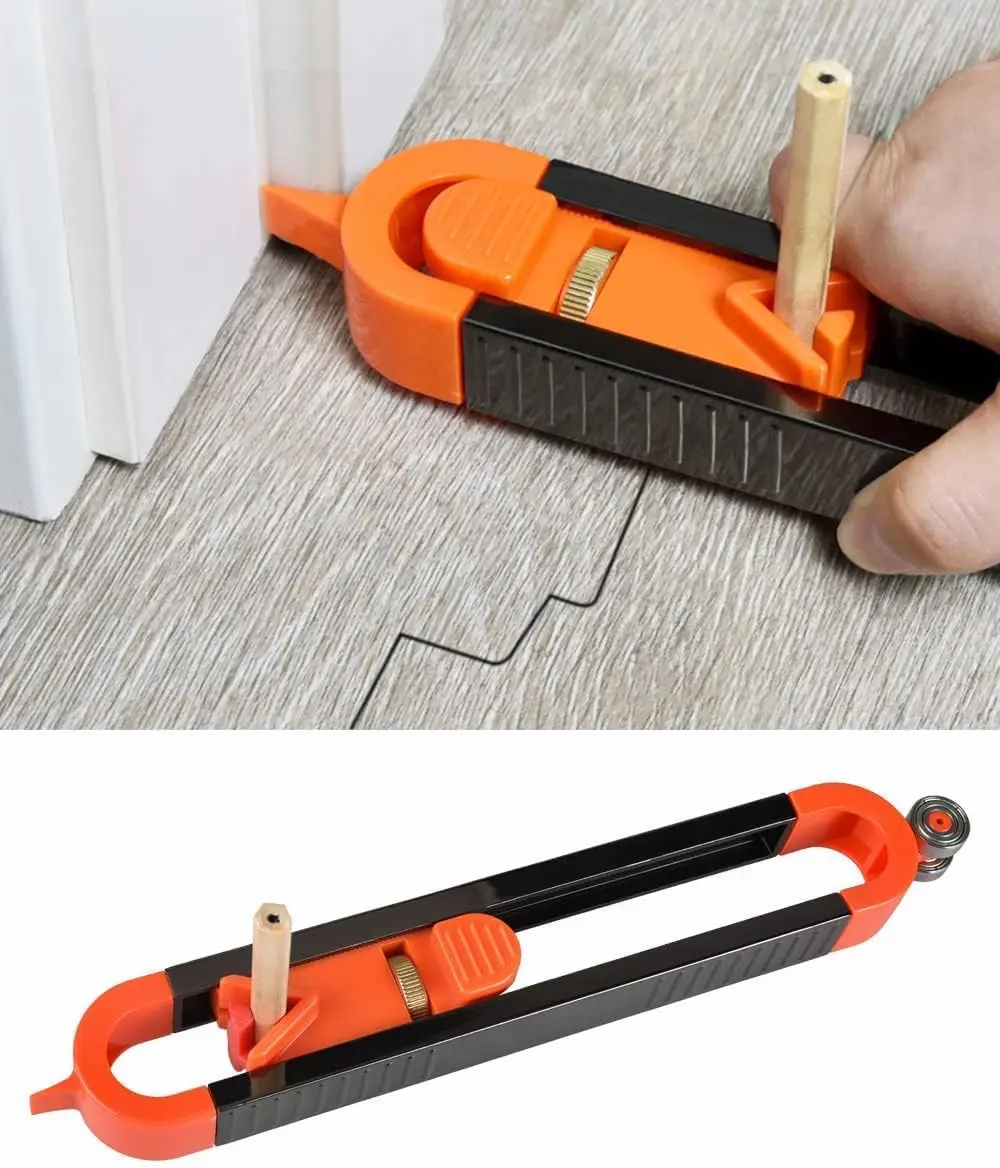 Precise Contour Scribe Tool with Lock for Pencil - Woodworking Edge Corner Measuring Profile Duplicator,Bring 2 pencils