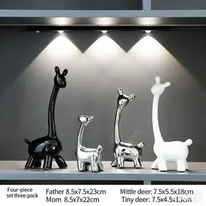 Light Luxury Nordic Family of Four Deer Ornaments High-End Home Decor for Living Room TV Cabinet Wine Cabinet Set of 4 Versatile Nordic Design