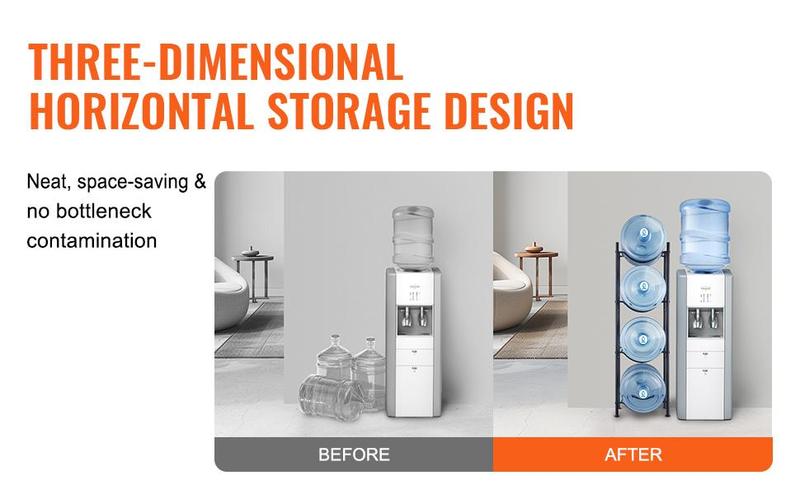 VEVOR 4 Tiers Water Jug Holder, TikTokShopBlackFriday, 5 Gallon Water Bottle Holder, Single Row Water Bottle Rack for 4 Bottles, Heavy Duty Water Jug Rack for Kitchen, Office, Living Room, Black VEVOR 4 Tiers Water Jug Holder, TikTokShopBlackFriday, 5 Gallon Water Bottle Holder, Single Row Water Bottle Rack for 4 Bottles, Heavy Duty Water Jug Rack for Kitchen, Office, Living Room, Black