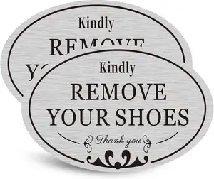 CARGEN 2 PACK Kindly Remove Your Shoes Oval Please Take off Your Shoes No Shoes Sign Decal Sticker Home House Door Sign 6.3" X 3.8"