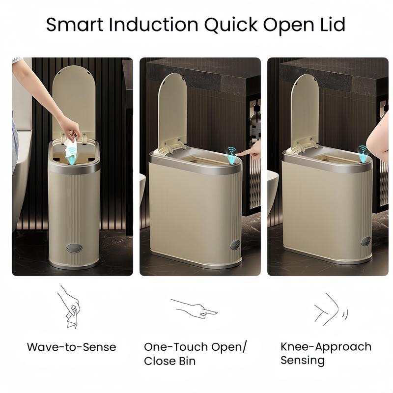 UFORU Decorate Bathroom Automatic Trash Can Sensor Based Intelligent Home Kitchen Toilet with Lid Waterproof Clip Plastic Garbage Bin Touchless smart sensor trash smart  garbage  bin