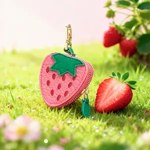 Fruit Shape Mini Coin Purse Keychain AirTag Holder Jewelry Pouch Bag Hangable Bag-in-Bag for Girls Gift