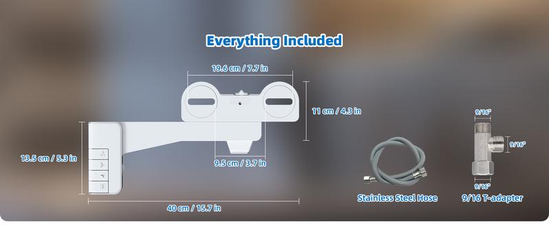 Bidet Attachment for Toilet, Non-Electric Dual Nozzle for Frontal & Rear Wash, Adjustable Water Pressure Control, Fresh Water Bidet Toilet Seat, Self Cleaning Water Sprayer, White