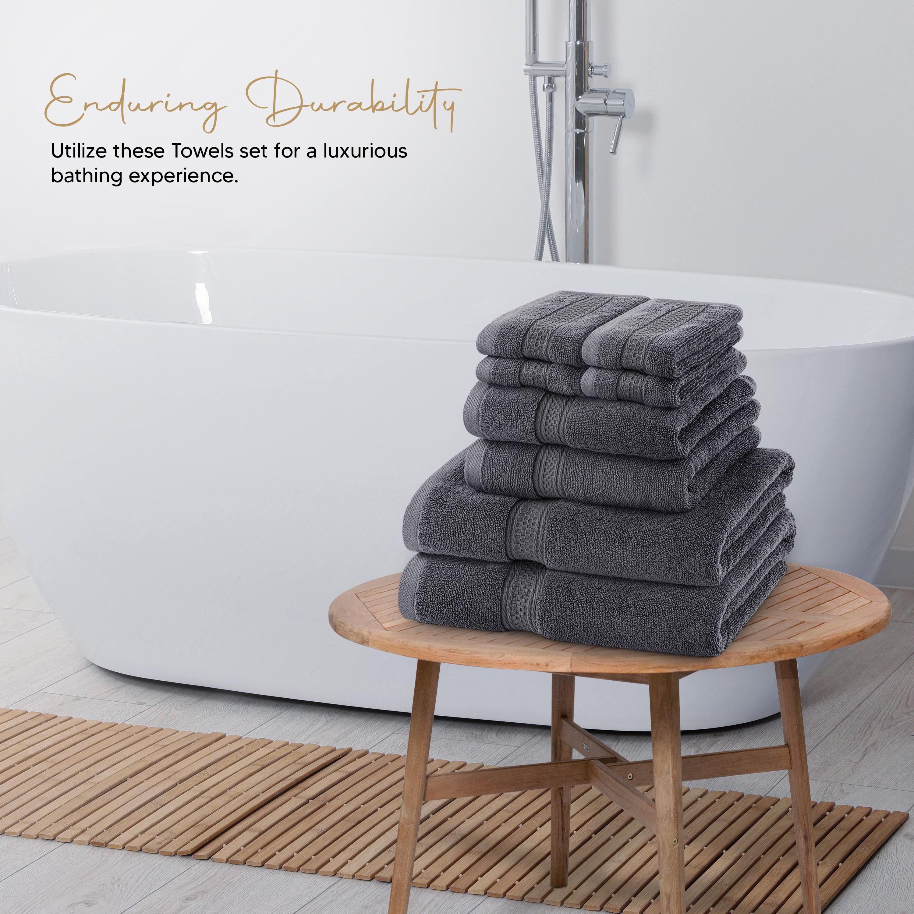 Utopia Towels 8 Piece Premium Towel Set 2 Bath 2 Hand & 4 Wash Cloths 600 GSM 100% Ring Spun Cotton Highly Absorbent for Bathroom Gym Hotel Spa Grey