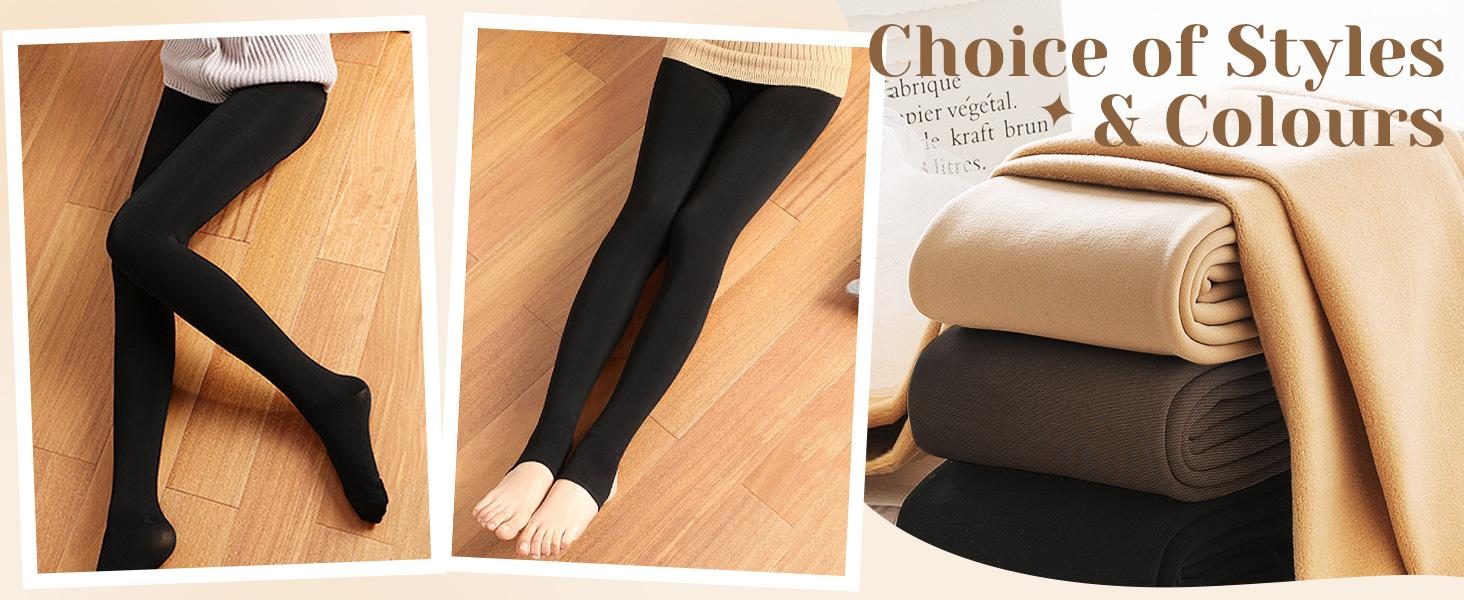 SHOWITTY 2 Pack Women's Fleece Lined Tights - ‌High Waist Fake Translucent Pantyhose, Comfortable Winter Warm Stockings