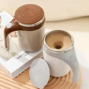 CoffeeCup 380ml Electric Coffee Mug with Lazy Rotating Magnet Design Stainless Steel Automatic Stirring Reusable Travel Mug White for Coffee Lovers Beverage Mugs Drinkware