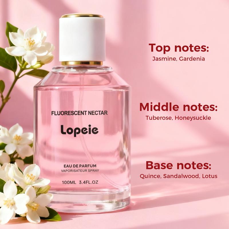 Lopeie Fluorescent Nectar – Long-Lasting Elegant White Floral Perfume for Women, Jasmine & Gardenia Notes, 100ml