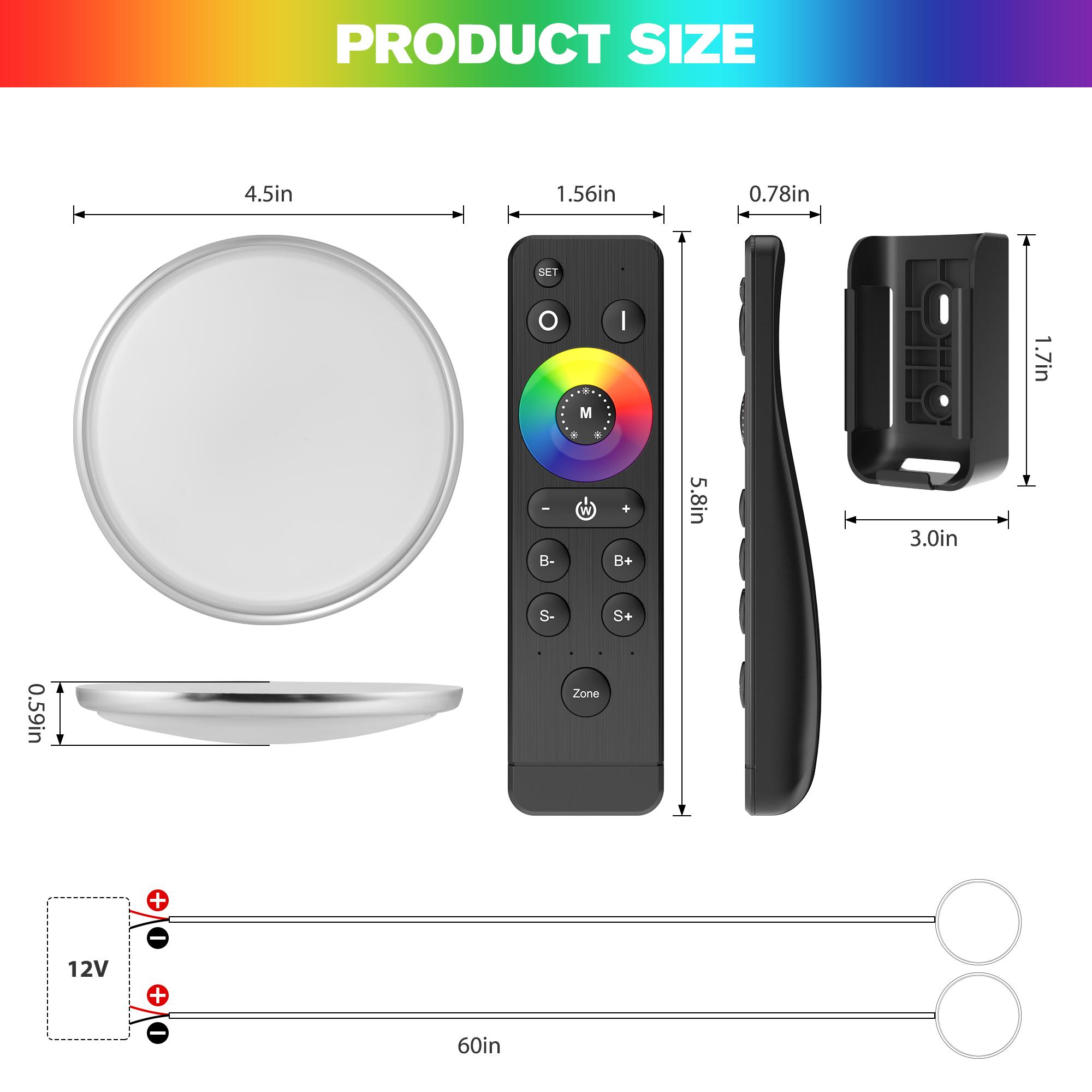 HUSUKU Wireless RGB Underwater Boat Lights, GT Series, DC12V, MAX 120W 12000LM, IP68, All-Metal Body, Wireless Grouping & Control Auto-Sync, Powerful for Yacht Boats Docking Transom