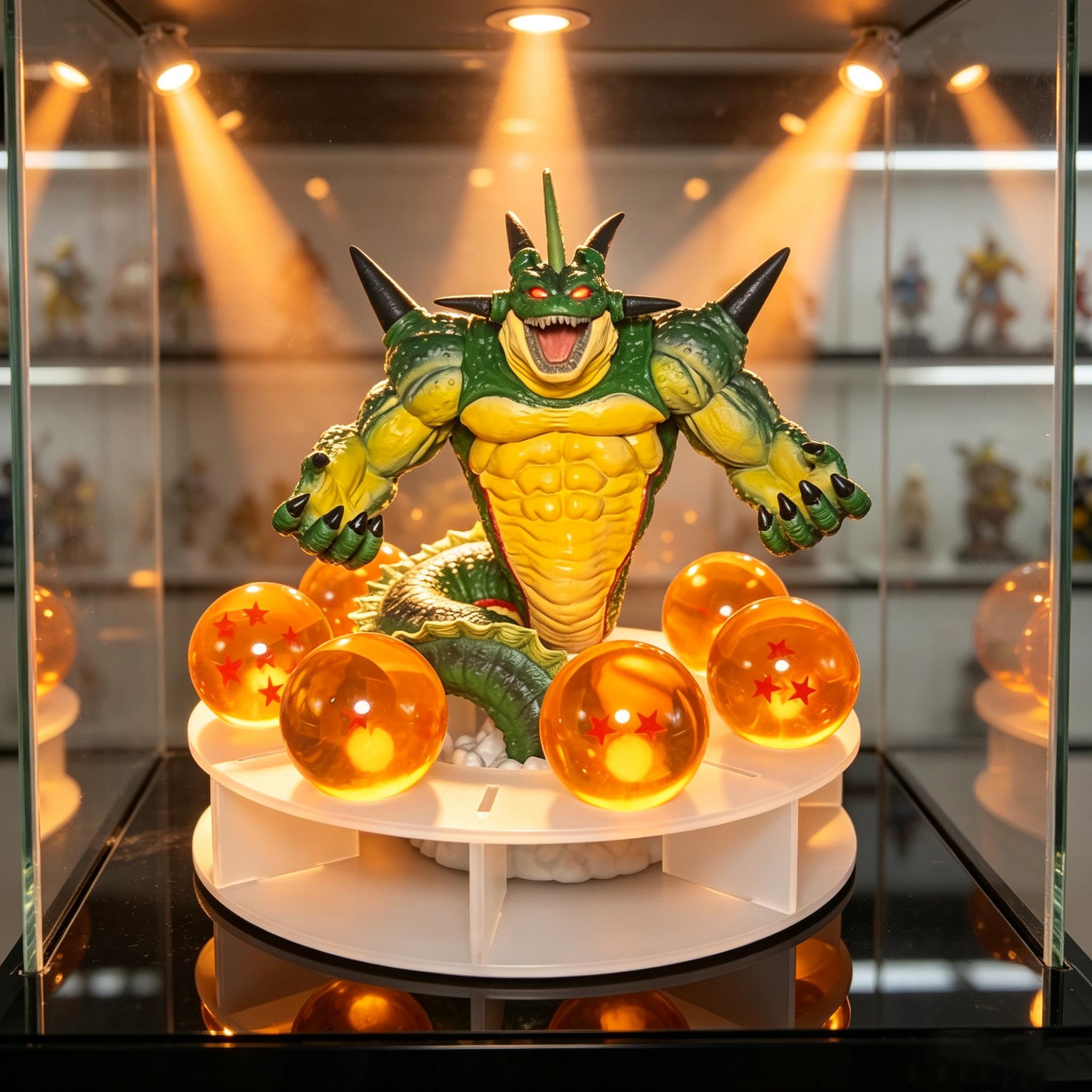DBZ Resurrection Dragon Collectible Statue Set, 7 Star Transparent Spheres + Display Stand, Anime Figure Home Desk Decor Gift for Collectors.