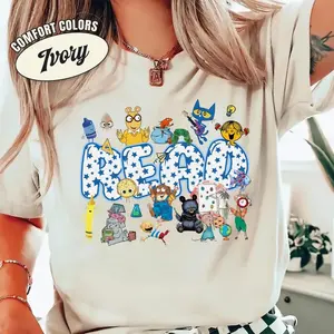 Comfort Colors Read Children's Books Teacher Shirt, Book Lover T-Shirt, Teacher t-Shirt, Elementary Teacher Shirt, Kindergarten Shirt, Full Colors
