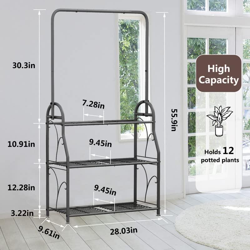 3 Tier Metal  Plant Stand Indoor Outdoor Tall Corner Hanging Plant Shelf Flower Stands Ladder Plant Holder  Plants Organiser Rack Installation Paint Home