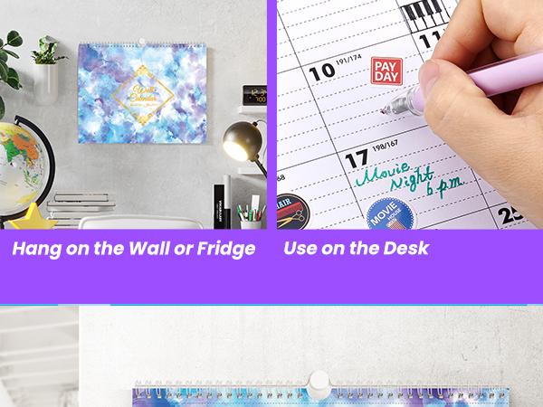 NiHome 2026-2027 Large Wall Calendar with DIY Stickers & Adhesive Hooks, 14.8"x11.5" 18-Monthly Wall Calendar Jan. 2026-Jun. 2027, Detailed Planning Sections, Thick Paper & Robust Metal Wire Binding