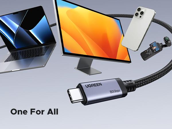 UGREEN USB C to USB C Cable 240W USB4 Gen4 80Gbps Premium 17K Dual 8K Triple 4K Display PD3.1 Type C Fast Charging Compatible with USB C Monitors, MacBook, iPad, iPhone 17/16/15, 3.3FT