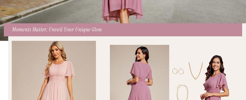 Ever-Pretty 2026 Valentine dress Spring Chiffon Wedding Guest Dress for Women - Flowy A-Line Knee Length - Womenswear, Underwear 02053