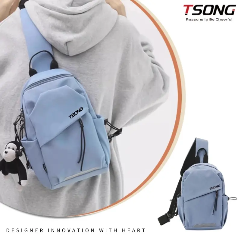 TSONG 50301 Unisex Plain Anti-Theft Casual Crossbody Bag - Waterproof, Lightweight Luggage with Multi-Pocket Design, Adjustable Strap for Hiking, Travel (Single Shoulder & Crossbody Handbag Option)