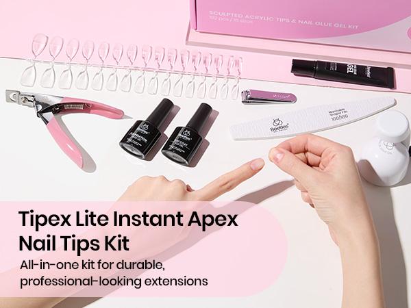 Beetles Tipex Lite Apex Nail Tips &Nail Tips Kit Stiletto Almond Square Coffin Nail Tips Pre-Building Pre-Etched Acrylic Nail Tips for Flat Nails & Natural Nail Beds Gift for Women Girls