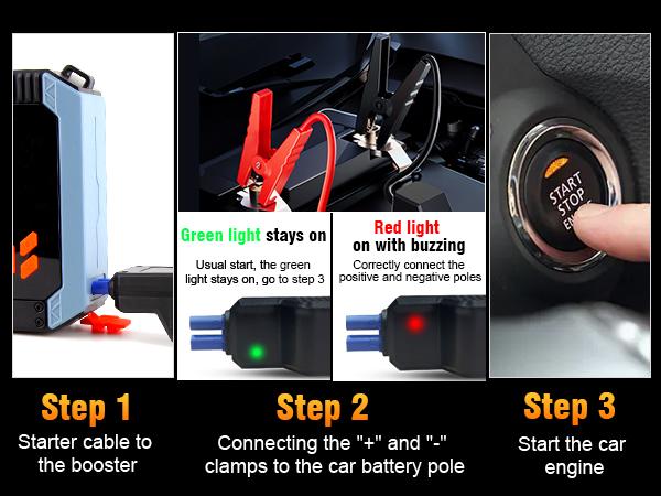 Portable Car Jump Starter with Air Compressor, 12V Battery Booster for 6L Gas/3L DL, 1000A 150PSI Tire Inflator, Smart Jumper Cables, LED Flashlight, LCD & Tire Pressure Display
