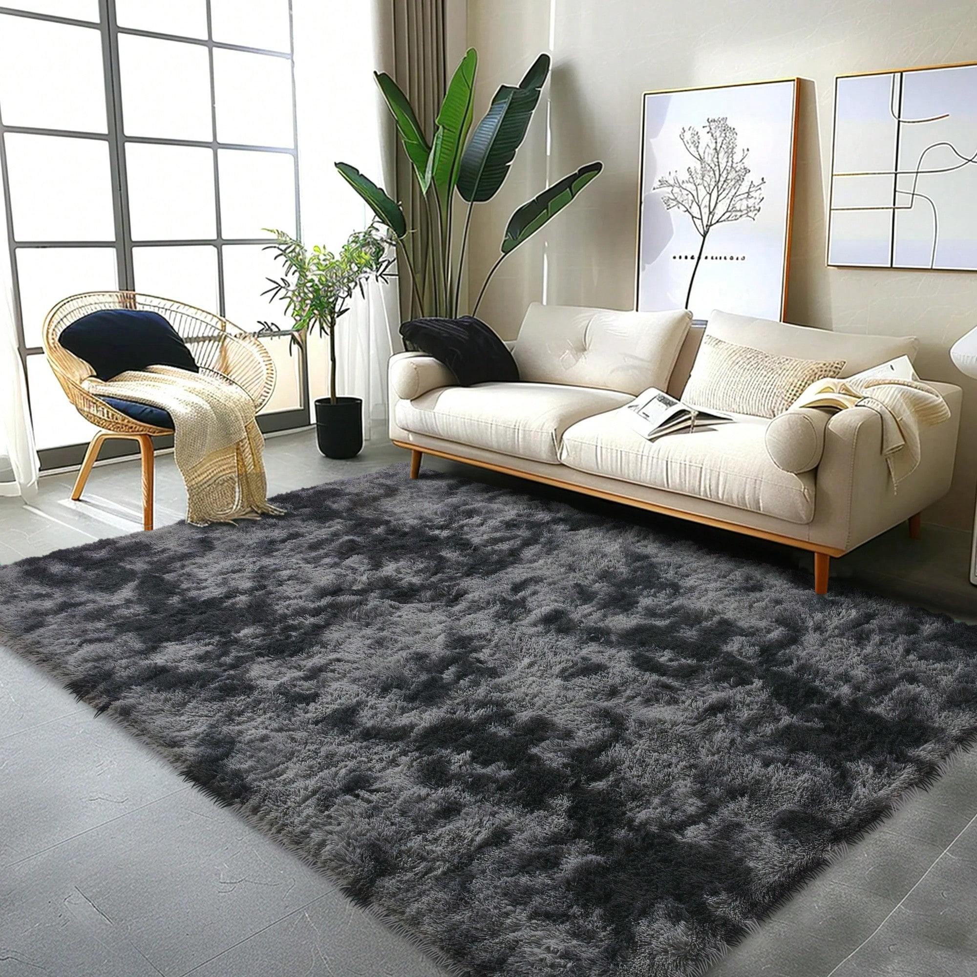 Rugs For Living Room Bedroom, Area Rugs Fluffy Rug Carpet, Soft Shaggy Modern Floor Rug For Kids Boys Girls Room, Plush Fuzzy Dorm Rug For Home Decor Aesthetic, Tie-dye Black Grey