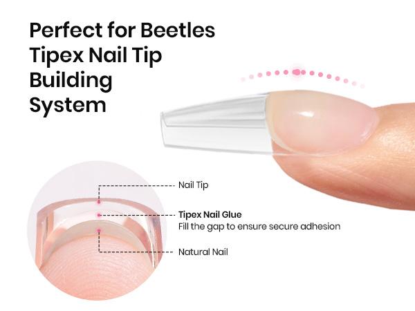 Beetles Tipex Pre-Building Instant Apex Nail Tips –  Square Stiletto Almond Coffin,  Pre-Etched, Thick Full Cover Acrylic Tips Manicure Art DIY Gift for Women Cutics
