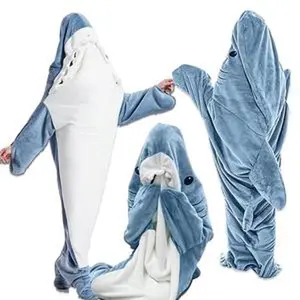 Shark Onesie Blanket SuperSoftFlannel Costume for Kids & Adults Home Sleeping Bag Loungewear Nightwear Basic Everyday Maxi Long Sleeve Minimalist Gift
