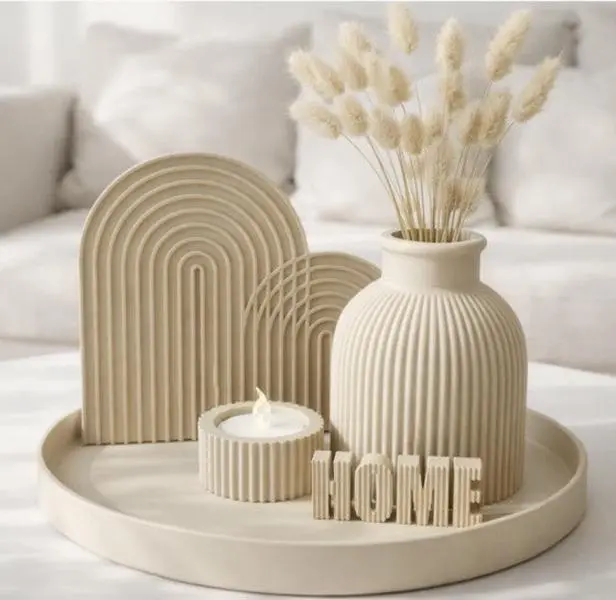 Boho HOME Decor Set – 3D Printed Tray, Vase, Arch, Candle Holder & Sign